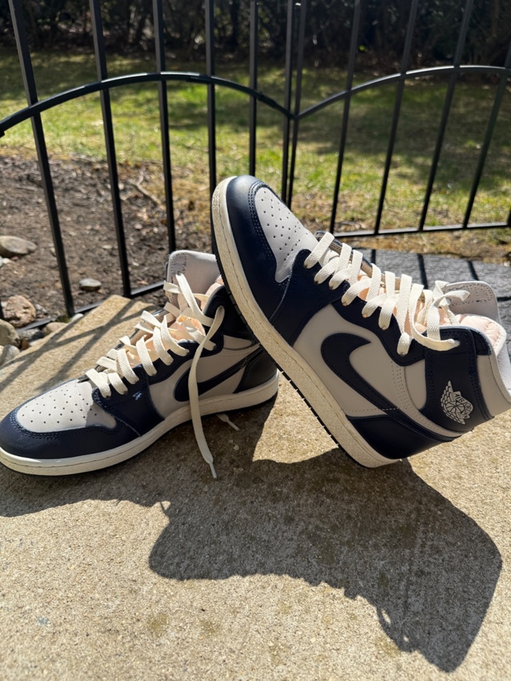 Jordan 1 Mid Navy and White Men's Sneakers